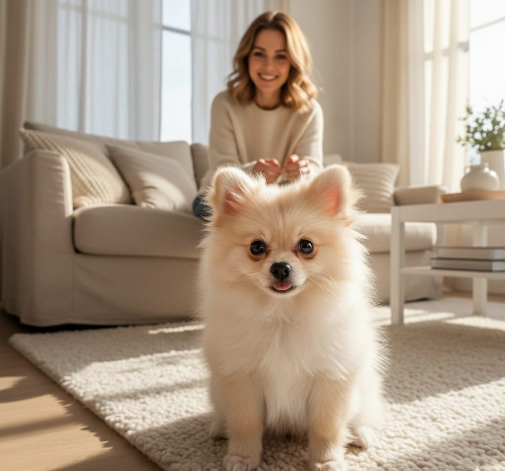 small cute dog with healthy pet diet