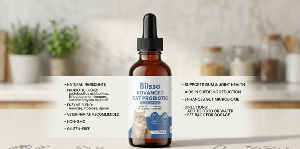 Blisso Advanced Cat Probiotic Drops - Best probiotic for cats for gut health pet diet