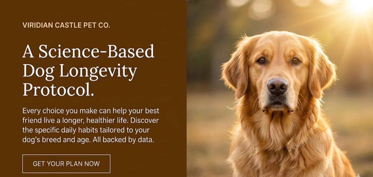 Golden Retriever dog representing a science-based dog longevity protocol for a healthy long life.